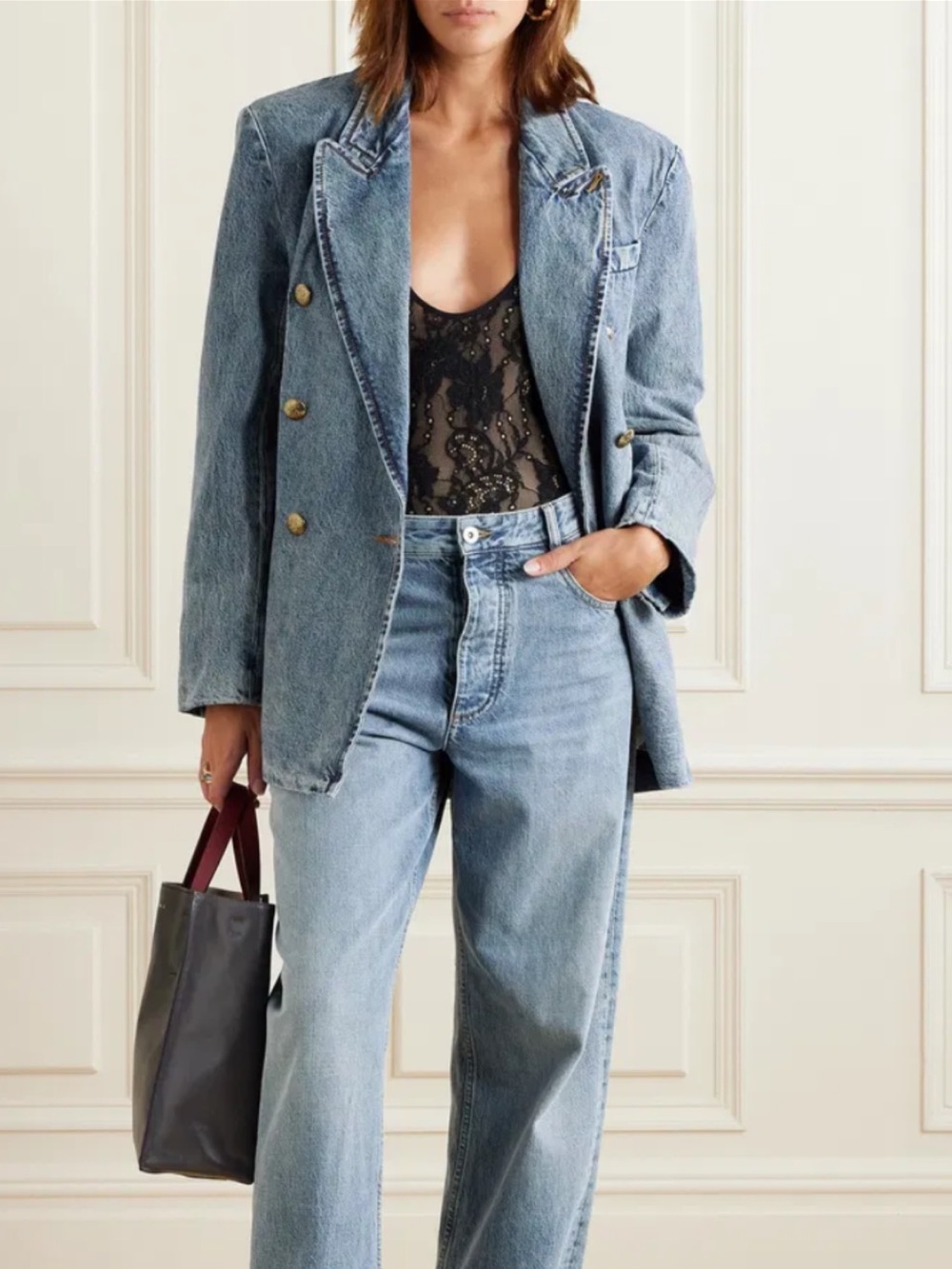 NWT $1350 Zimmermann Luminosity Denim Blazer Oversized Relaxed Fit Size 0